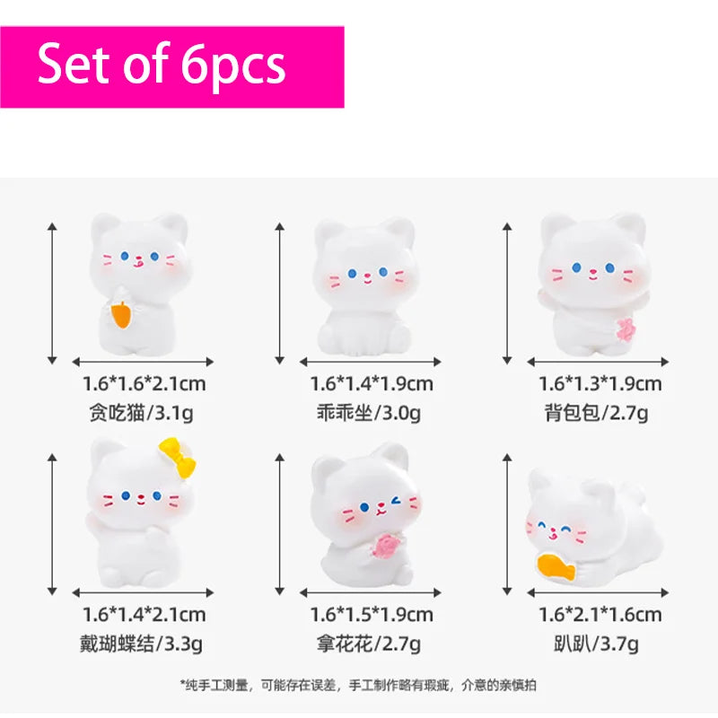 6 pcs Miniatures Cat Ornament