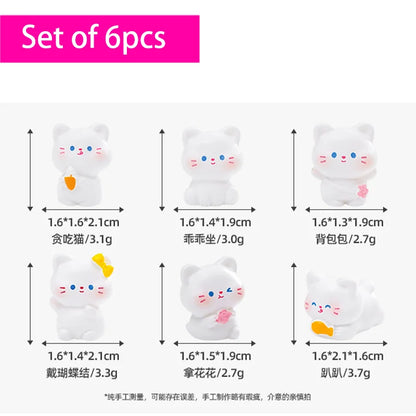6 pcs Miniatures Cat Ornament