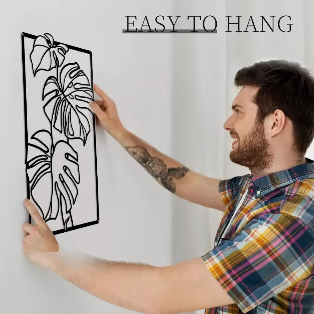 3 Pieces of Gold & Black Metal Wall Decor