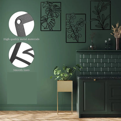 3 Pieces of Gold & Black Metal Wall Decor