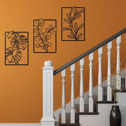 3 Pieces of Gold & Black Metal Wall Decor