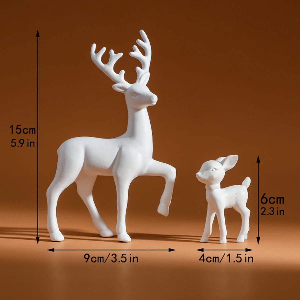 2 Pieces of Mother Deer & fawn Kawaii Sculptures