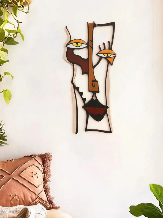 Abstract Face Wooden Wall Decor