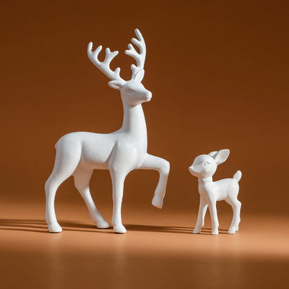 2 Pieces of Mother Deer & fawn Kawaii Sculptures