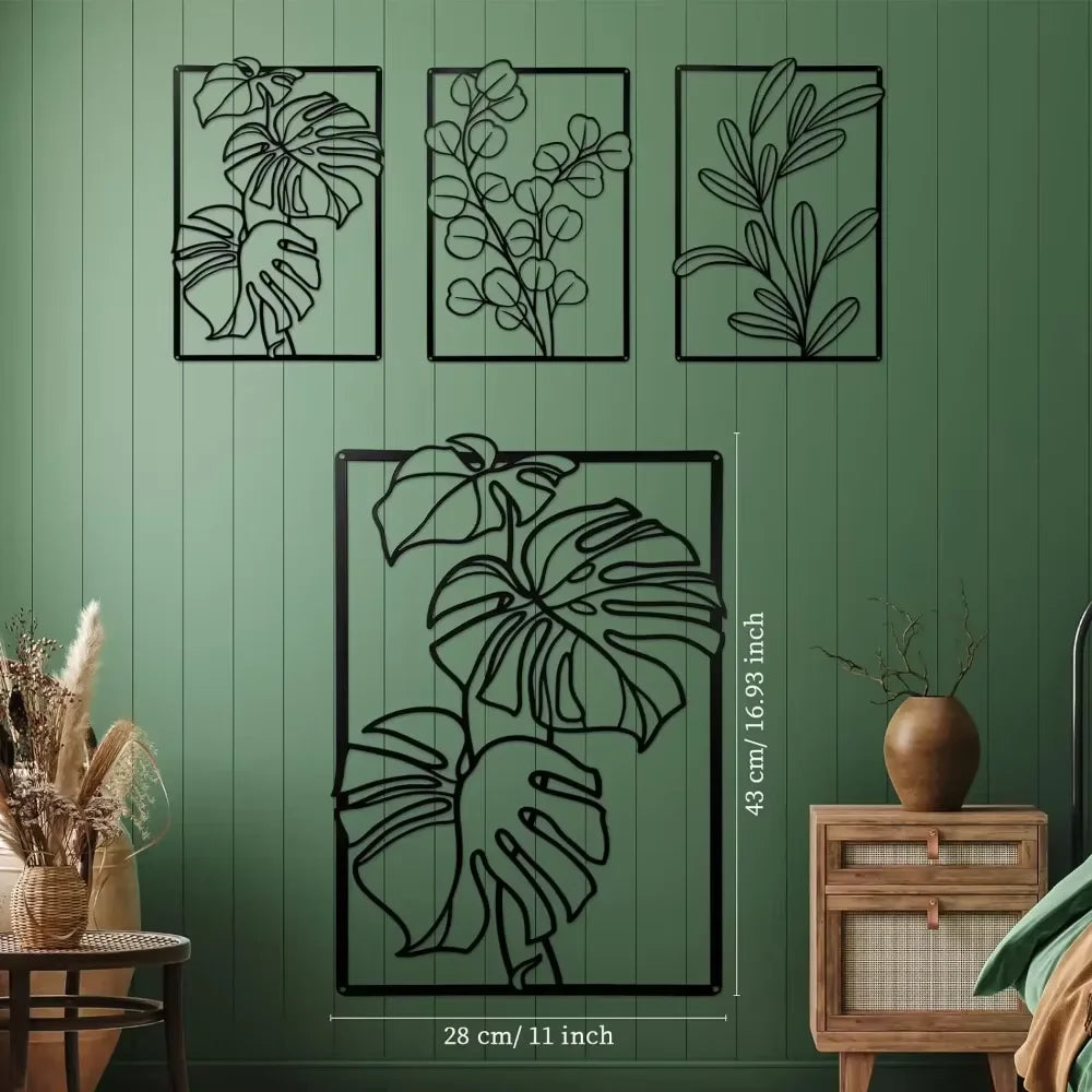 3 Pieces of Gold & Black Metal Wall Decor